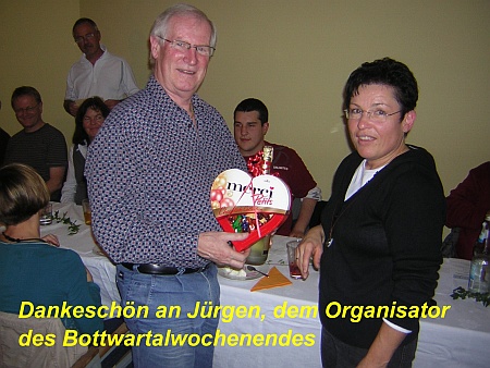Dankeschön an Jürgen, den Organisator des Bottwartalwochenendes Dankeschön an Jürgen, den Organisator des Bottwartalwochenendes
